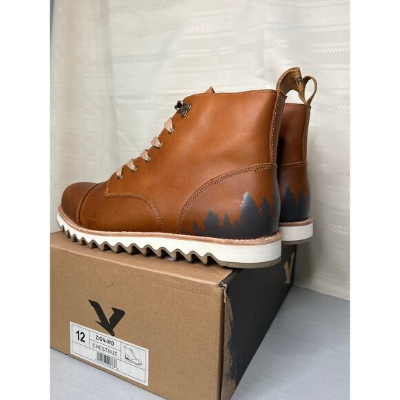Territory Zion Men\'s Hiking Boot Chestnut Leather Water Resistant Size 12 NEW main image 3